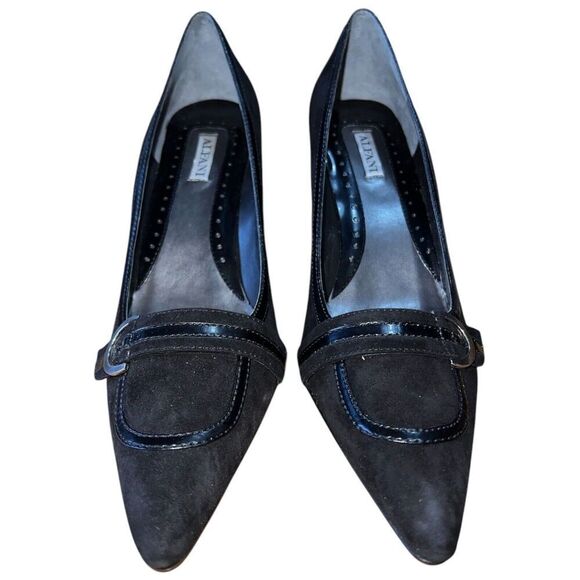 Alfani Chaz Black Suede/Patent Pointed Toe Pumps Womens Size 10M NEW - Picture 3 of 12